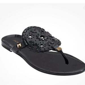 Jack Rogers Womens Georgica Jelly Sandals US 9 Black Slip On